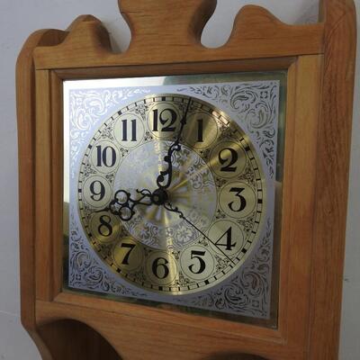 Wooden Wall Clock and Shelf, Clock Works