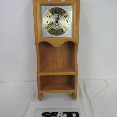 Wooden Wall Clock and Shelf, Clock Works
