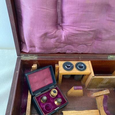 Antique Wooden Microscope Box