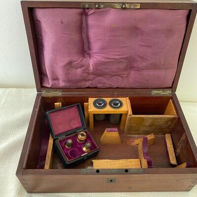 Antique Wooden Microscope Box