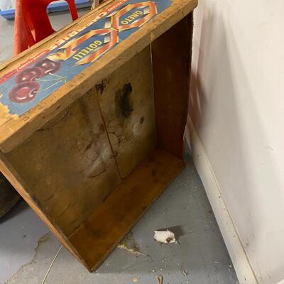 Vintage Brass Bucket, Coca Cola Crate, Old Tennis Racket and Wooden Crate