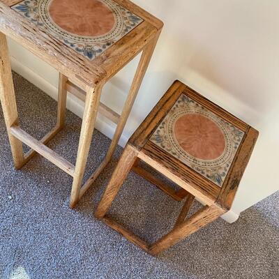 Two Small Tile Top Tables