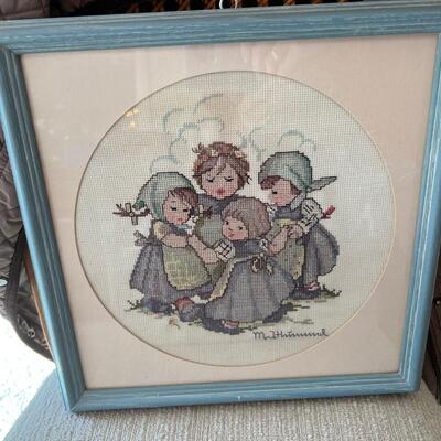 Lot 3 Hummel Needlepoint Pictures & 1 Print 4471/5000