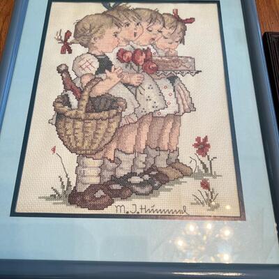 Lot 3 Hummel Needlepoint Pictures & 1 Print 4471/5000