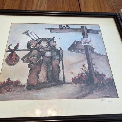 Lot 3 Hummel Needlepoint Pictures & 1 Print 4471/5000