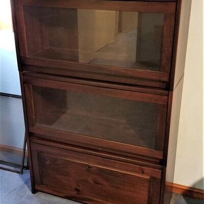 Lot #155  Contemporary Barrister Style Bookcase - 3 sections