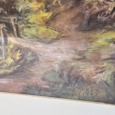 Lot #165 Original pastel - Mill with Waterwheel