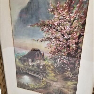 Lot #165 Original pastel - Mill with Waterwheel