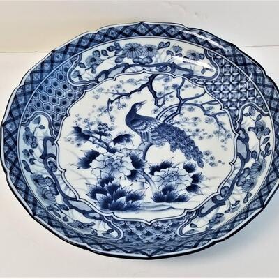 Lot #166  Blue/White Low Bowl with Asian Styling