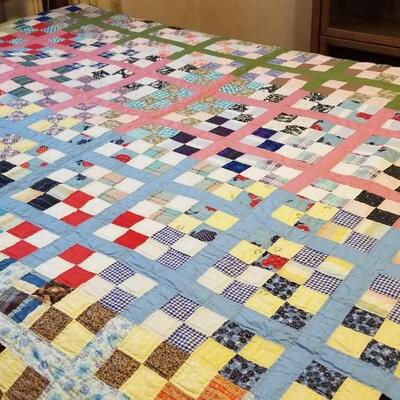 Lot #167  Vintage hand-sewn Quilt - Small Block Pattern