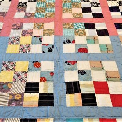 Lot #167  Vintage hand-sewn Quilt - Small Block Pattern