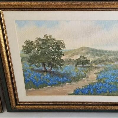 Lot #170  Sweet Pair of Original Paintings - Texas Hill Country - Listed Artist