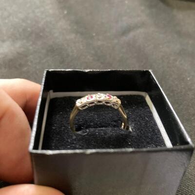 14k Gold Ruby and Diamond Band Size 7.5