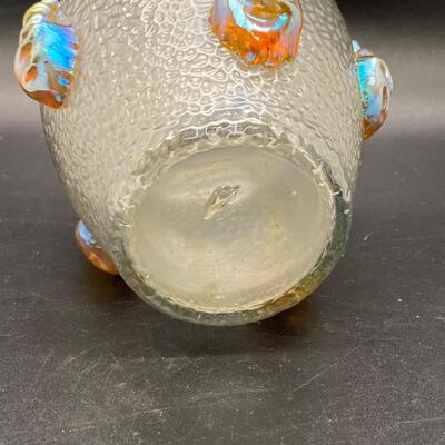 Vintage Antique Loetz Nautilus Vase Iridescent Gold Textured Blown Glass