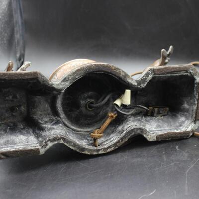 Antique Art Deco Harlequin & Pierrot Bronze Metal Cast Radio Lamp