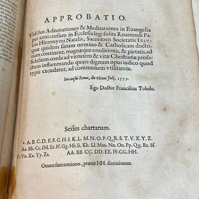 Antique 1607 Book of Gospel in Latin  by HIERONYMO NATALI Jesuit