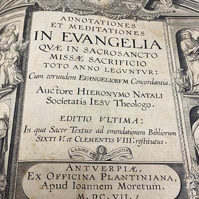 Antique 1607 Book of Gospel in Latin  by HIERONYMO NATALI Jesuit
