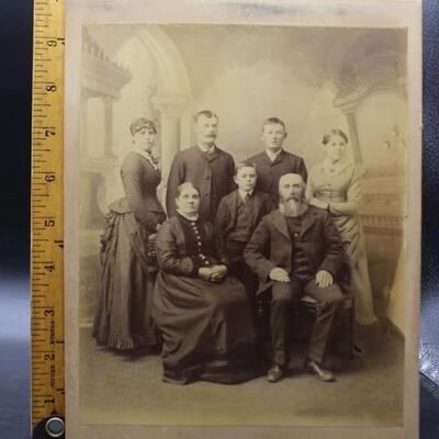 Antique 19th Century Photograph of Family with Handwritten Names and Notes
