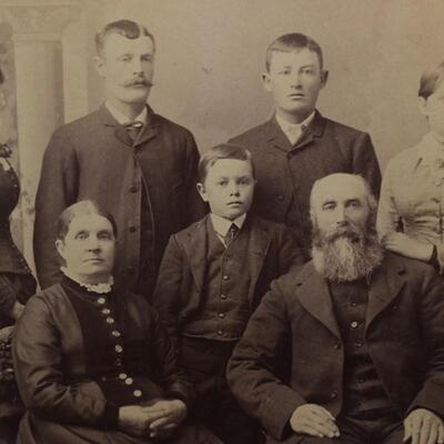 Antique 19th Century Photograph of Family with Handwritten Names and Notes