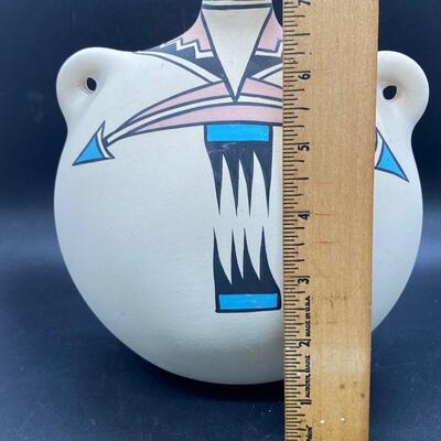 Vintage Early 1980s Southwestern Pottery Canteen Artist Signed