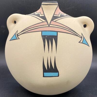 Vintage Early 1980s Southwestern Pottery Canteen Artist Signed