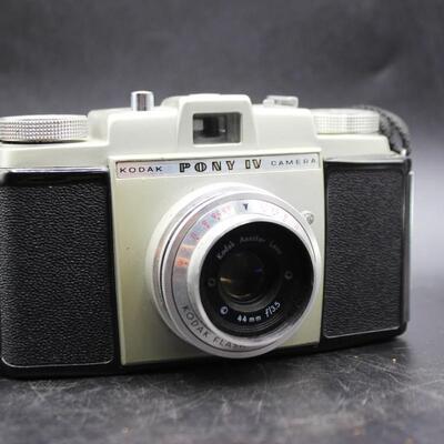 Vintage Kodak Pony IV Camera 35mm with Leather Case & Exposure Cards
