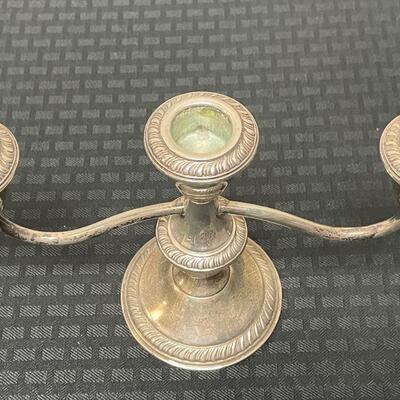 Pair of Weighted Sterling Silver Candelabra Two Arm Three Candle Holders