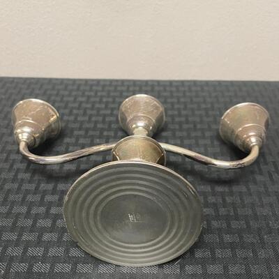 Pair of Weighted Sterling Silver Candelabra Two Arm Three Candle Holders