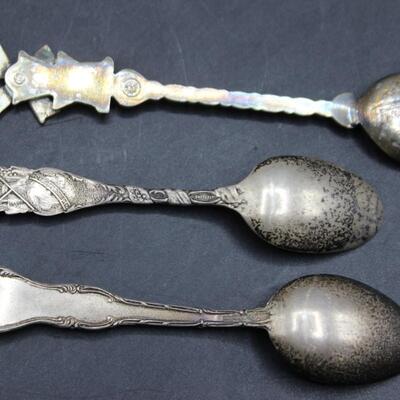 Set of 3 Vintage Antique Small Collector Spoons Sterling Silver Plate