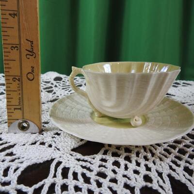Vintage Irish Belleek Neptune Shell Cup and Saucer