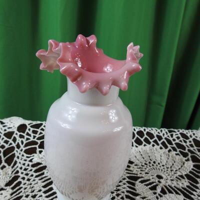 Vintage Bristol Glass Ruffled Vase
