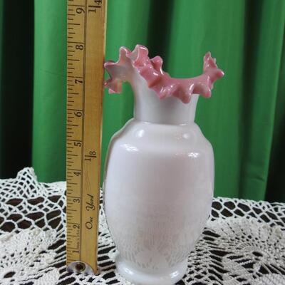 Vintage Bristol Glass Ruffled Vase