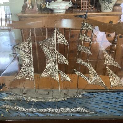 Antique Filigre Sterling Silver Sailboat