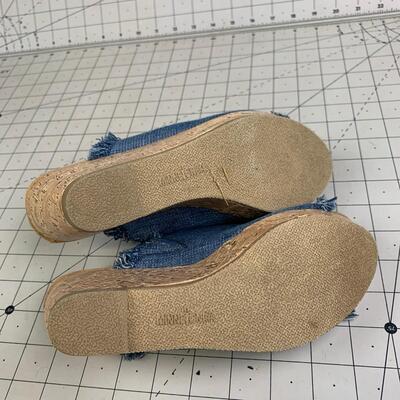#158 Women's Denim Flare Wedge Sandals (Size 7)