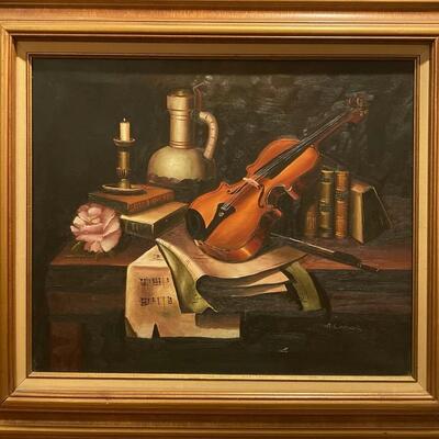 Incredible vintage still life painting signed by A. Warner