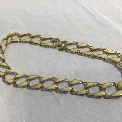 Vintage Gold Tone Enamel Filled Necklace