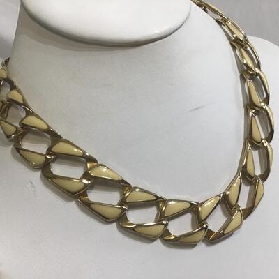 Vintage Gold Tone Enamel Filled Necklace