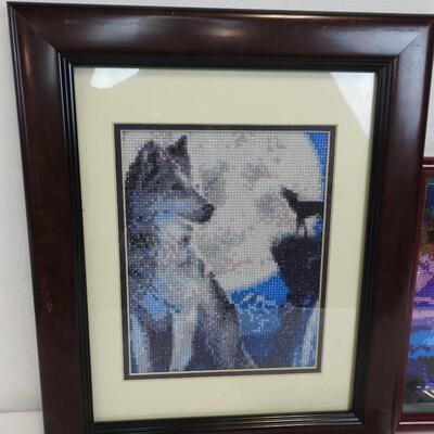 2 pc Framed Animal Decor: Diamond Craft Pictures