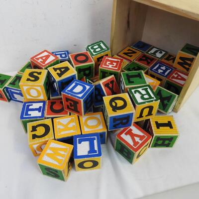 Box of 36 Wooden Children's Alphabet Blocks, No Lid