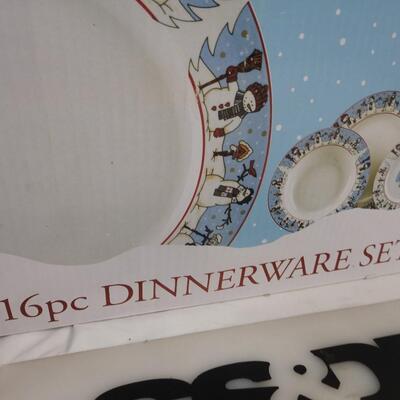 16 pc Dinnerware Set, Snowmen Serenade, Cambridge Potteries