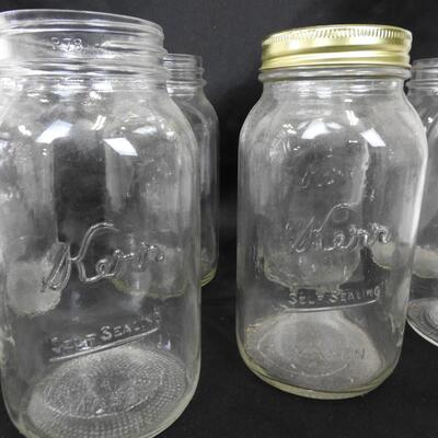 12 Canning Jars, 10 Kerr, 1 Atlas, Quart Sized