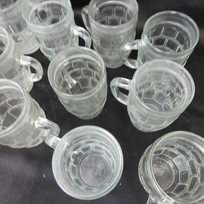 13 Green Glasses, Glass Mugs, Root Beer Barrel Design