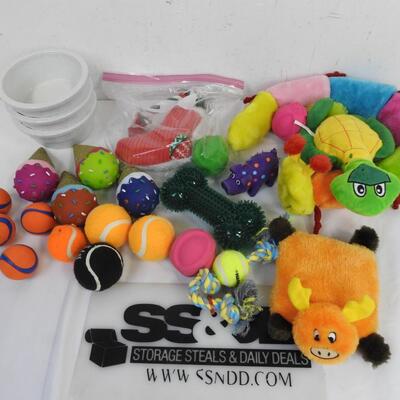 24 pc Dog Toys, Balls, Squeaky Toys, Bowls, Ice Cream Toys