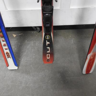 3 Pairs of Skis: Rossignol, Salomon, K2 USA, Lengths As Shown - Good Condition