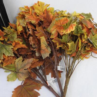 Fall DÃ©cor Lot: Faux Leaves and Branches, Pumpkins, Black Cat, Turkey & Pilgrim