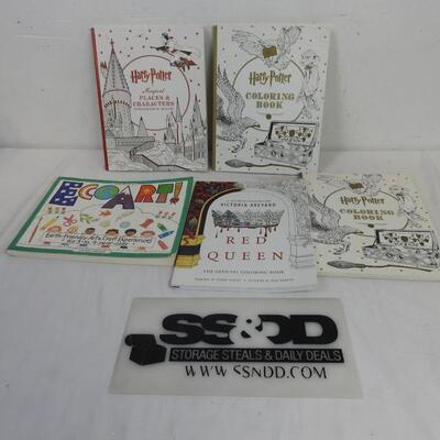 3 Harry Potter Coloring Books, Slight Use, Red Queen and EcoArt Book