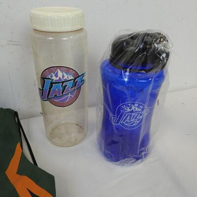 Jazz NBA Merch: Drawstring Bag, 2 Plastic Cups, 2 Water Bottles, Can Koozie
