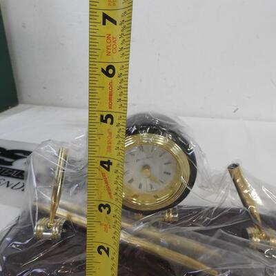 Reflections Clock & Pen Holder For Desk, Wood Base
