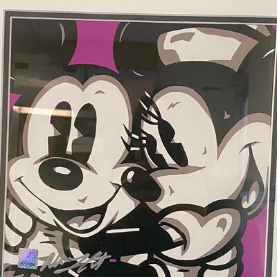 Allison Lefcort "Mickey and Minnie" Framed Acrylic on Paper Artwork