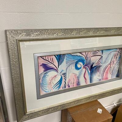 Signed Large Abstract Framed Artwork in Shadow box type frame
